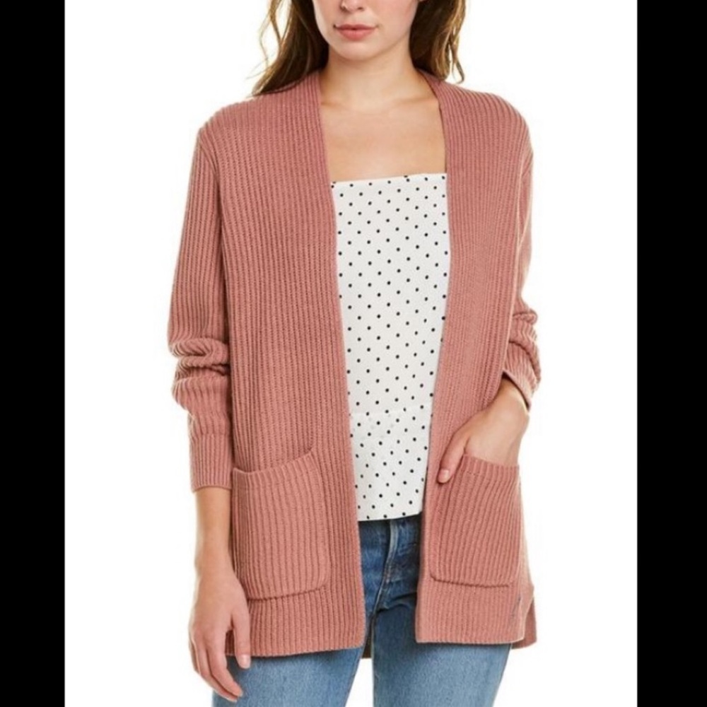 Madewell Nolan Ribbed Open Front Cardigan Mauve Pink Size S